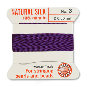 Amethyst Griffin Silk Size 3 Needle End Bead Cord (30 Pcs) #BCSAT03G