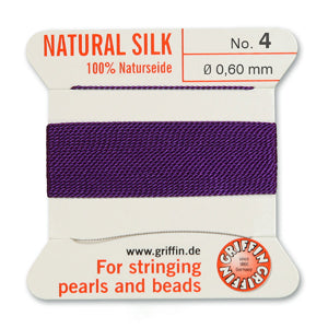 Amethyst Griffin Silk Size 4 Needle End Bead Cord (30 Pcs) #BCSAT04G
