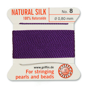 Amethyst Griffin Silk Size 8 Needle End Bead Cord (30 Pcs) #BCSAT08G