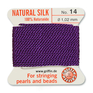 Amethyst Griffin Silk Size 14 Needle End Bead Cord (30 Pcs) #BCSAT14G