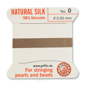 Beige Griffin Silk Size 0 Needle End Bead Cord (30 Pcs) #BCSBG00G