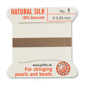Beige Griffin Silk Size 1 Needle End Bead Cord (30 Pcs) #BCSBG01G