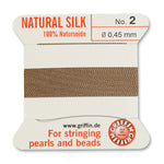 Beige Griffin Silk Size 2 Needle End Bead Cord (30 Pcs) #BCSBG02G