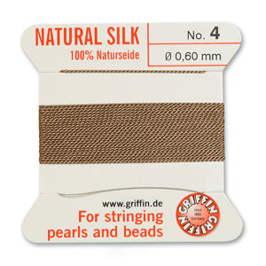 Beige Griffin Silk Size 4 Needle End Bead Cord (30 Pcs) #BCSBG04G