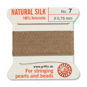 Beige Griffin Silk Size 7 Needle End Bead Cord (30 Pcs) #BCSBG07G