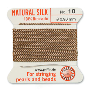 Beige Griffin Silk Size 10 Needle End Bead Cord (30 Pcs) #BCSBG10G