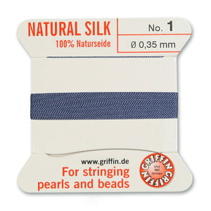 Blue Griffin Silk Size 1 Needle End Bead Cord (30 Pcs) #BCSBL01G