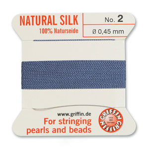 Blue Griffin Silk Size 2 Needle End Bead Cord (30 Pcs) #BCSBL02G