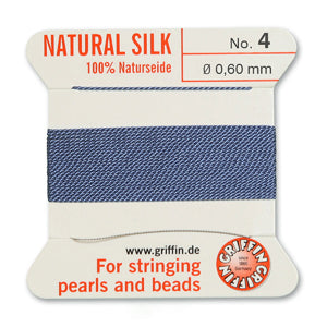 Blue Griffin Silk Size 4 Needle End Bead Cord (30 Pcs) #BCSBL04G
