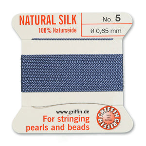 Blue Griffin Silk Size 5 Needle End Bead Cord (30 Pcs) #BCSBL05G