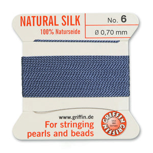 Blue Griffin Silk Size 6 Needle End Bead Cord (30 Pcs) #BCSBL06G