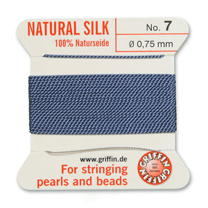 Blue Griffin Silk Size 7 Needle End Bead Cord (30 Pcs) #BCSBL07G