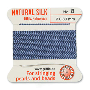 Blue Griffin Silk Size 8 Needle End Bead Cord (30 Pcs) #BCSBL08G