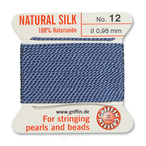 Blue Griffin Silk Size 12 Needle End Bead Cord (30 Pcs) #BCSBL12G