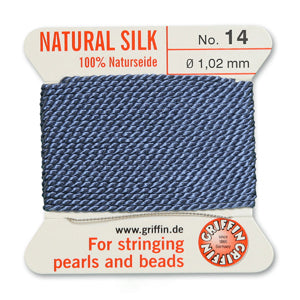 Blue Griffin Silk Size 14 Needle End Bead Cord (30 Pcs) #BCSBL14G