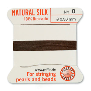 Brown Griffin Silk Size 0 Needle End Bead Cord (30 Pcs) #BCSBR00G