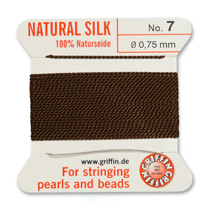 Brown Griffin Silk Size 7 Needle End Bead Cord (30 Pcs) #BCSBR07G