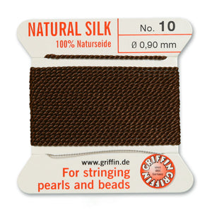 Brown Griffin Silk Size 10 Needle End Bead Cord (30 Pcs) #BCSBR10G