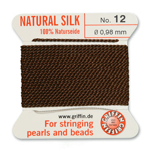 Brown Griffin Silk Size 12 Needle End Bead Cord (30 Pcs) #BCSBR12G