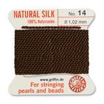 Brown Griffin Silk Size 14 Needle End Bead Cord (30 Pcs) #BCSBR14G