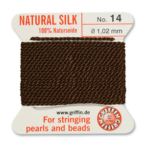 Brown Griffin Silk Size 14 Needle End Bead Cord (30 Pcs) #BCSBR14G