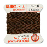 Brown Griffin Silk Size 16 Needle End Bead Cord (30 Pcs) #BCSBR16G