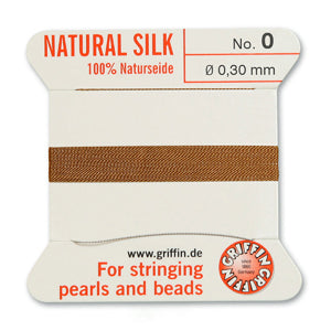 Carnelian Griffin Silk Size 0 Needle End Bead Cord (30 Pcs) #BCSCN00G
