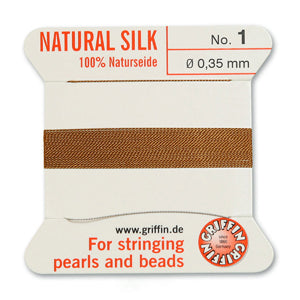 Carnelian Griffin Silk Size 1 Needle End Bead Cord (30 Pcs) #BCSCN01G
