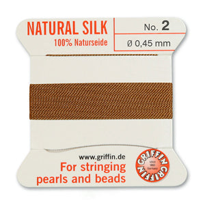 Carnelian Griffin Silk Size 2 Needle End Bead Cord (30 Pcs) #BCSCN02G