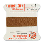 Carnelian Silk Size 3 Needle End Bead Cord (30 Pcs) #BCSCN03G