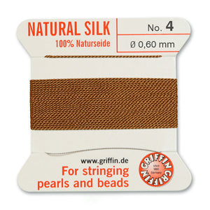 Carnelian Griffin Silk Size 4 Needle End Bead Cord (30 Pcs) #BCSCN04G