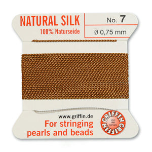 Carnelian Griffin Silk Size 7 Needle End Bead Cord (30 Pcs) #BCSCN07G