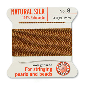 Carnelian Griffin Silk Size 8 Needle End Bead Cord (30 Pcs) #BCSCN08G