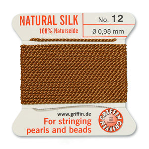Carnelian Griffin Silk Size 12 Needle End Bead Cord (30 Pcs) #BCSCN12G