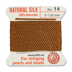 Carnelian Griffin Silk Size 14 Needle End Bead Cord (30 Pcs) #BCSCN14G