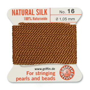 Carnelian Griffin Silk Size 16 Needle End Bead Cord (30 Pcs) #BCSCN16G