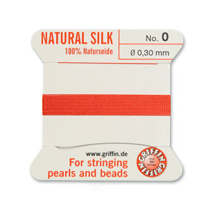 Coral Griffin Silk Size 0 Needle End Bead Cord (30 Pcs) #BCSCR00G