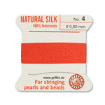 Coral Griffin Silk Size 4 Needle End Bead Cord (30 Pcs) #BCSCR04G