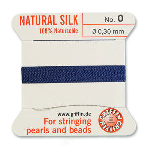 Dark Blue Griffin Silk Size 0 Needle End Bead Cord (30 Pcs) #BCSDB00G