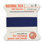 Dark Blue Griffin Silk Size 3 Needle End Bead Cord (30 Pcs) #BCSDB03G