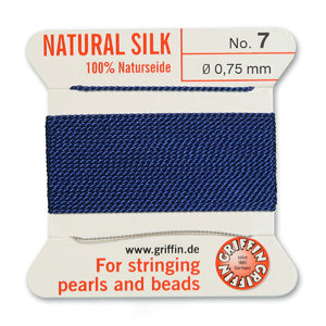 Dark Blue Griffin Silk Size 7 Needle End Bead Cord (30 Pcs) #BCSDB07G