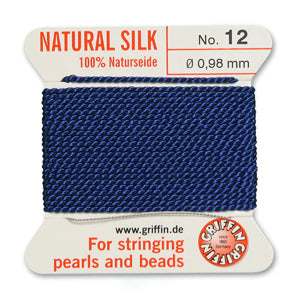 Dark Blue Griffin Silk Size 12 Needle End Bead Cord (30 Pcs) #BCSDB12G