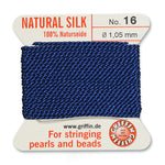 Dark Blue Griffin Silk Size 16 Needle End Bead Cord (30 Pcs) #BCSDB16G