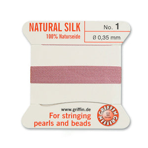 Dark Pink Griffin Silk Size 1 Needle End Bead Cord (30 Pcs) #BCSDP01G