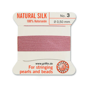Dark Pink Griffin Silk Size 3 Needle End Bead Cord (30 Pcs) #BCSDP03G