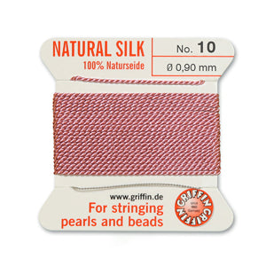 Dark Pink Griffin Silk Size 10 Needle End Bead Cord (30 Pcs) #BCSDP10G