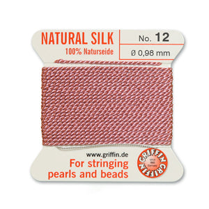 Dark Pink Griffin Silk Size 12 Needle End Bead Cord (30 Pcs) #BCSDP12G
