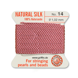 Dark Pink Griffin Silk Size 14 Needle End Bead Cord (30 Pcs) #BCSDP14G