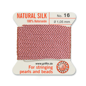 Dark Pink Griffin Silk Size 16 Needle End Bead Cord (30 Pcs) #BCSDP16G