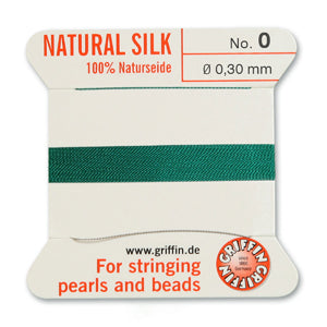 Green Griffin Silk Size 0 Needle End Bead Cord (30 Pcs) #BCSGR00G